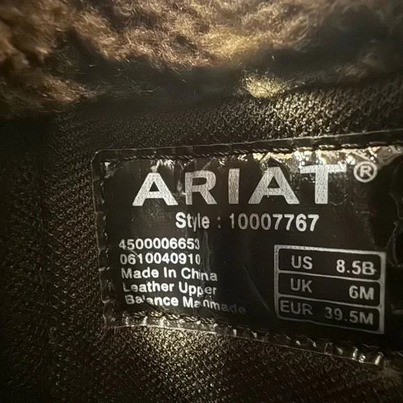 Ariat Black Leather Boots with Shearling Lining - Picture 4 of 5